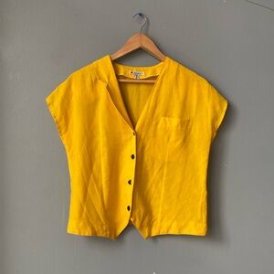 Vintage Yellow Button Up Top